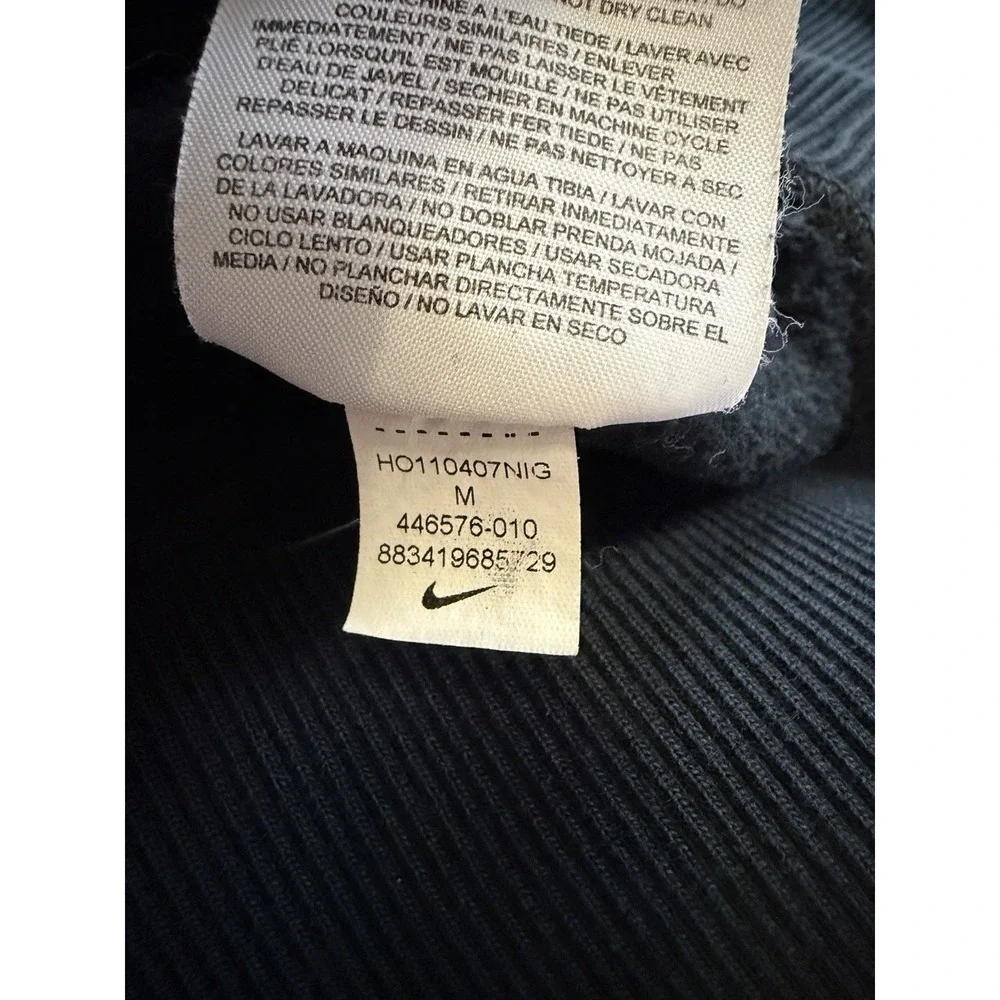 Nike Hoodie Mens Medium Black Full Zip Sweatshirt Logo 446576 Fleece Lined Y2k